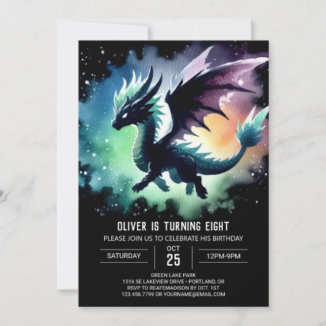 Invitación Moda Dragon Birthday Digital (Anverso)