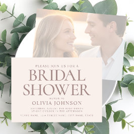 Invitación Moda Ducha de novia fotografía tipografía rosa pál