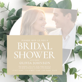 Invitación Moda Ducha de novias foto tipografía Boda Beige