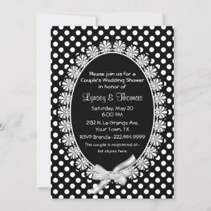 Invitación Moda Ducha matrimonial de pareja blanca y negra