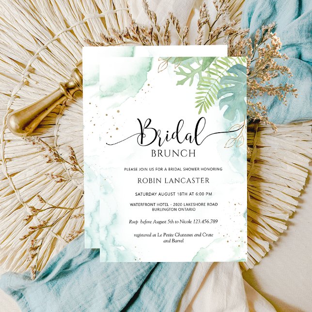 Invitación Moda Ducha nupcial/Brunch Verde y Azul (Subido por el creador)