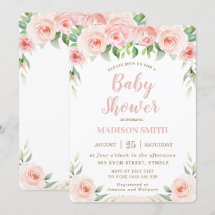 Invitación Moda dulce Rubor Pink Floral Greeneration Baby Sho