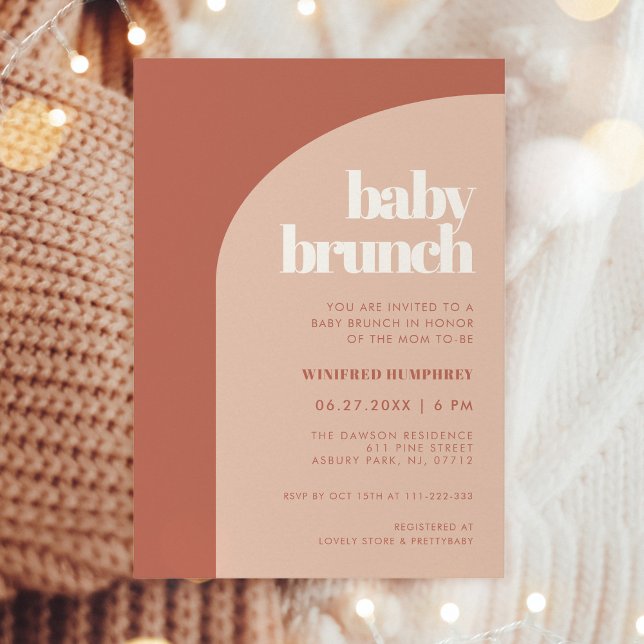 Invitación Moda durazno arco de terracota Baby Brunch (Subido por el creador)