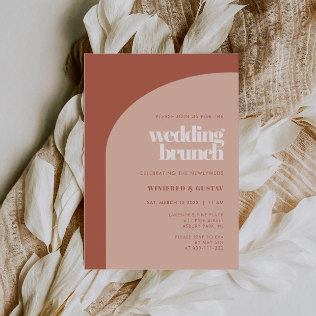 Invitación Moda durazno arco de terracota boda Brunch (Subido por el creador)