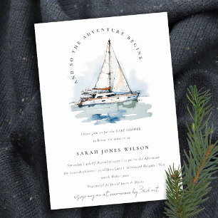 Invitación Moda Dusky Sailboat Yacht Seascape Baby Shower