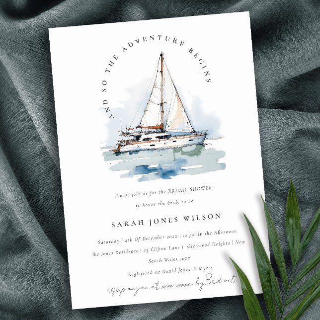 Invitación Moda Dusky Sailboat Yacht Seascape Bridal Shower (Subido por el creador)