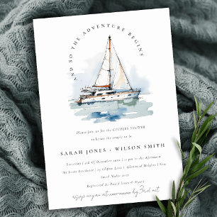 Invitación Moda Dusky Sailboat Yacht Seascape Couples Ducha