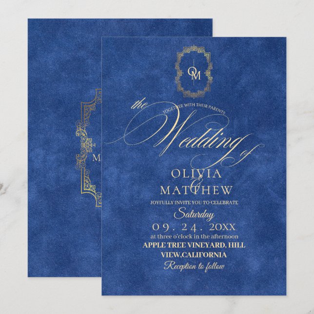Invitación Moda Dusty Blue Boda (Anverso / Reverso)