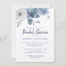 Invitación Moda Dusty Blue Ivory Rosa Bridal Shower