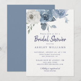 Invitación Moda Dusty Blue Ivory Rosa Bridal Shower