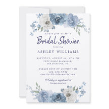 Moda Dusty Blue Ivory Rosa Bridal Shower Invitatia