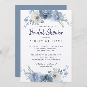 Invitación Moda Dusty Blue Ivory Rosa Bridal Shower Invitatia