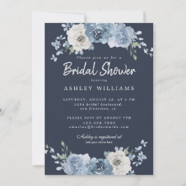 Invitación Moda Dusty Blue Ivory Rosa Dark Blue Bridal Shower