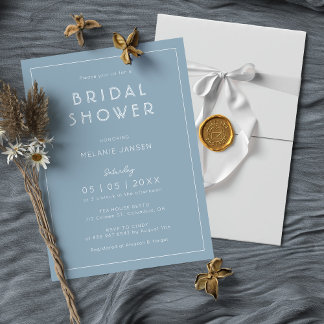 Invitación Moda Dusty Blue Minimalista y moderna ducha de nov