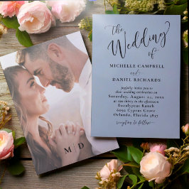 Invitación Moda Dusty Blue & Photo Boda