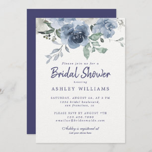 Invitación Moda Dusty Blue Rosa Marina Blue Bridal Shower