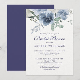 Invitación Moda Dusty Blue Rosa Marina Blue Bridal Shower