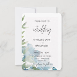 Invitación Moda Dusty Blue Watercolor Floral