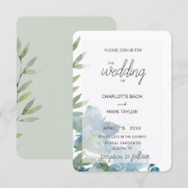 Invitación Moda Dusty Blue Watercolor Floral
