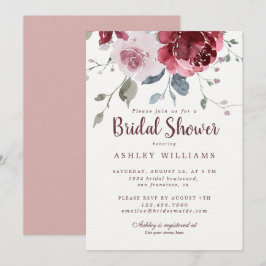 Invitación Moda Dusty Rosa Rosa Borgoña Ducha de novia