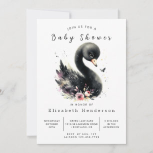 Invitación Moda editable Swan Baby Shower
