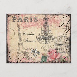Invitación Moda Eiffel Tower y Chandelier Bridal Shower