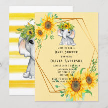 Moda Elefante de Sunflower Chica Baby Shower