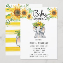 Moda Elefante de Sunflower Chica Baby Shower