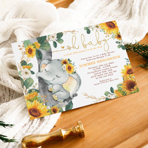 Invitación Moda Elefante de Sunflower Summer Garden Baby Show