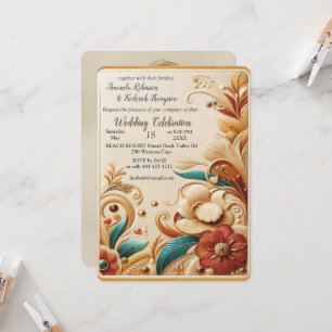 Invitación Moda, elegancia Cremas y textura floral de cuero