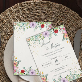 Invitación Moda Elegante Acuarela Flores Silvestres Boda Flor