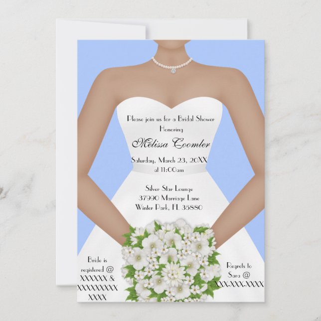 Invitación Moda Elegante Blanco Moderno Día Ducha Bridal Invi (Anverso)