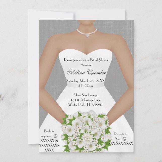 Invitación Moda Elegante Blanco Moderno Día Ducha Bridal Invi (Anverso)