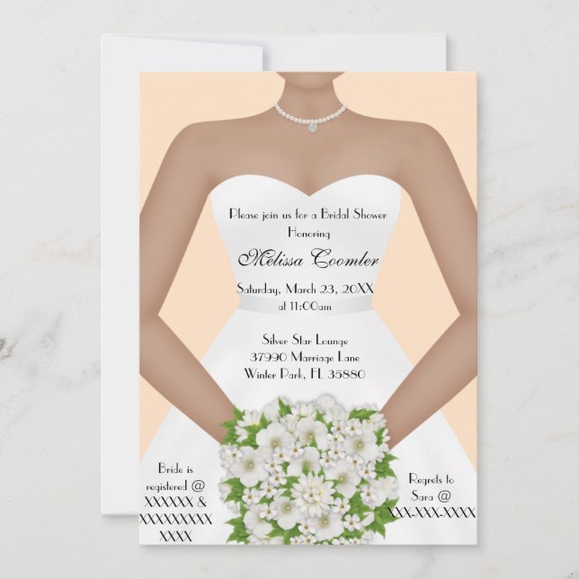 Invitación Moda Elegante Blanco Moderno Día Ducha Bridal Invi (Anverso)
