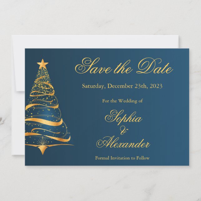 Invitación Moda Elegante boda de árbol de Navidad Guardar la  (Anverso)