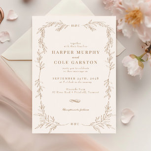 Invitación Moda Elegante Boda de marco de vino dorado