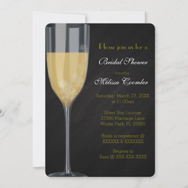 Invitación Moda Elegante Champagne Bridal Shower Invite (Anverso)