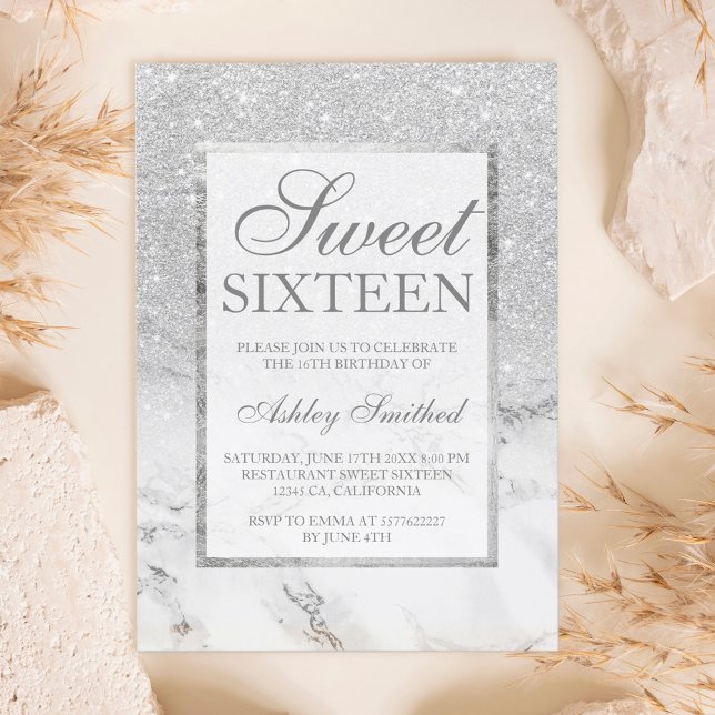 Invitación Moda elegante de mármol purpurina de imitación de  (Subido por el creador)