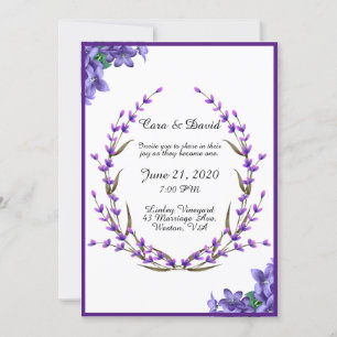 Invitación Moda elegante del país Boda Morado Floral