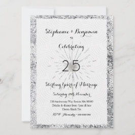 Invitación Moda elegante del Purpurina del 25° aniversario de