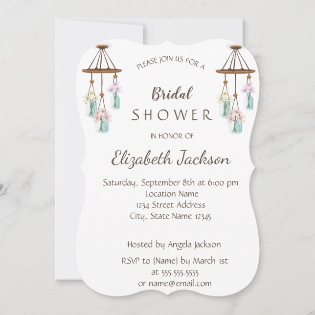 Invitación Moda elegante, ducha de novia de Wind Chimes (Anverso)