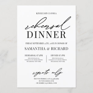 Invitación Moda elegante ensayo rústico escrito a mano cena