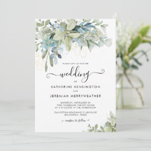 Invitación Moda Elegante Eucalyptus Greenery Script Boda
