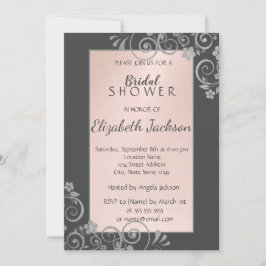 Invitación Moda elegante Flores Plateadas Ducha Bridal