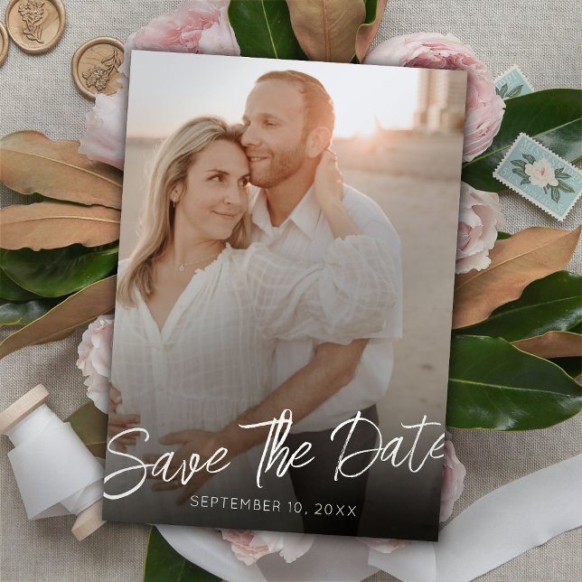 Invitación Moda Elegante foto Boda vertical Guardar la fecha (Subido por el creador)