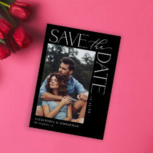 Invitación Moda Elegante Foto de Mod Save the Date 2 Black
