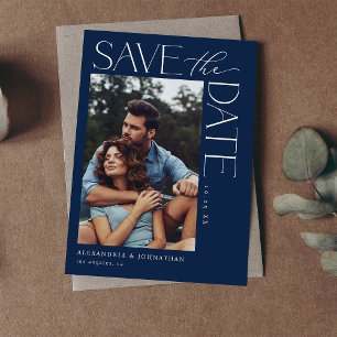 Invitación Moda Elegante foto de Mod Save the Date 2 Navy Blu