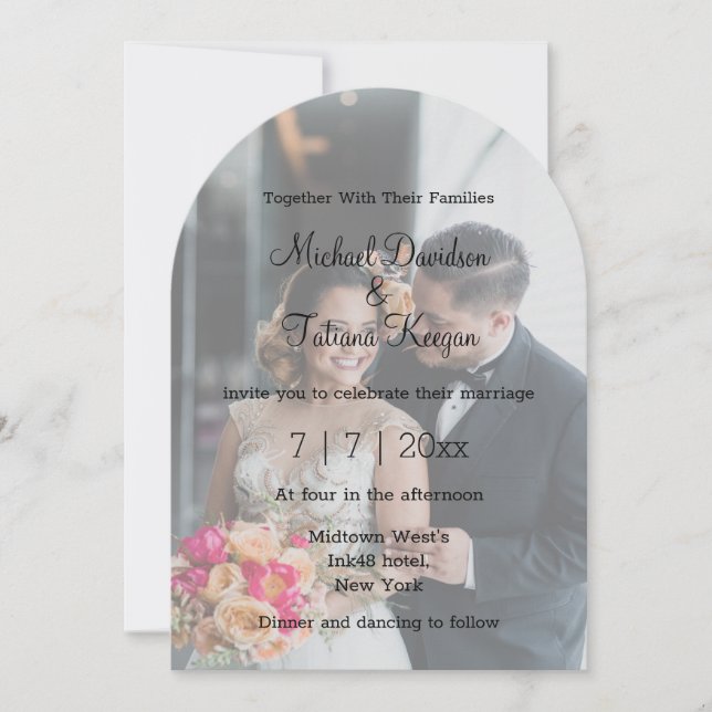Invitación moda elegante fotografía boda moderna (Anverso)