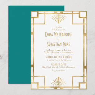 Invitación Moda elegante Gran Gatsby Art Deco Boda Invita