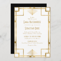 Moda elegante Gran Gatsby Art Deco Boda Invita
